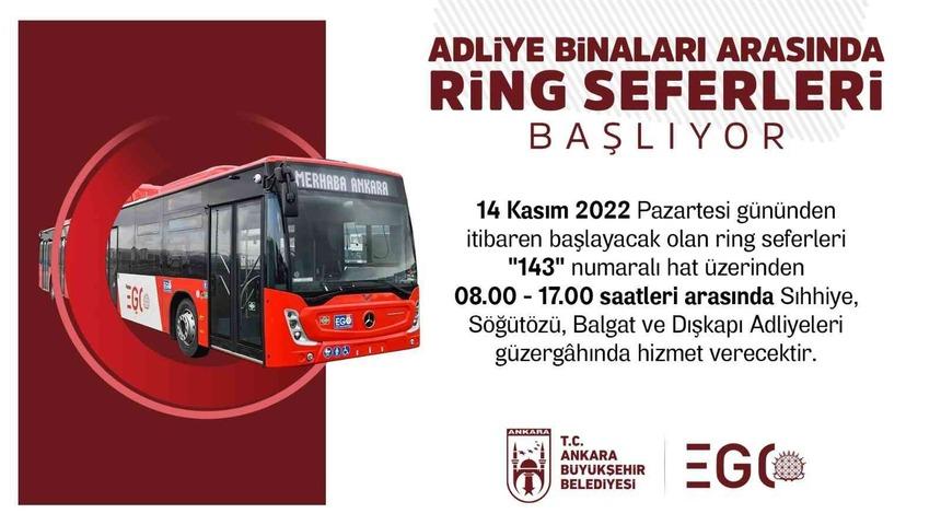 EGO’dan adliye binalarına kolay ulaşım için ring seferleri