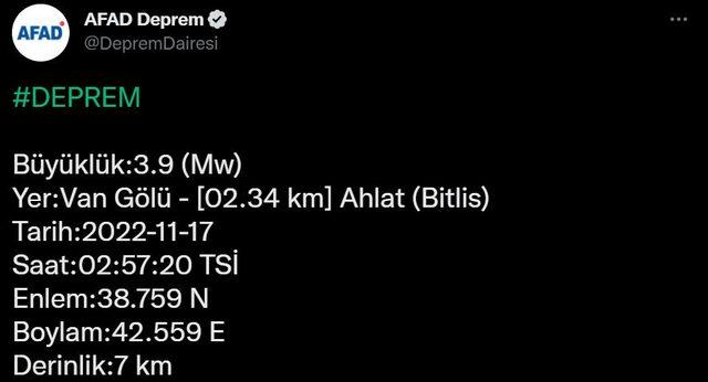 Bitlis deprem