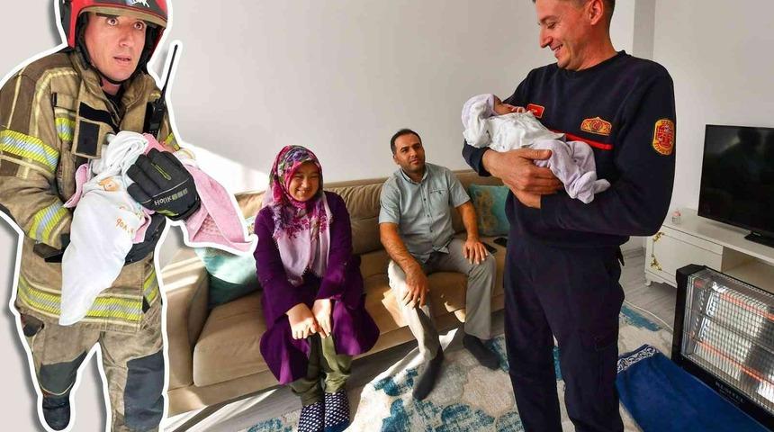 Kahraman itfaiyeci yangından kurtardığı Nehir bebekle buluştu