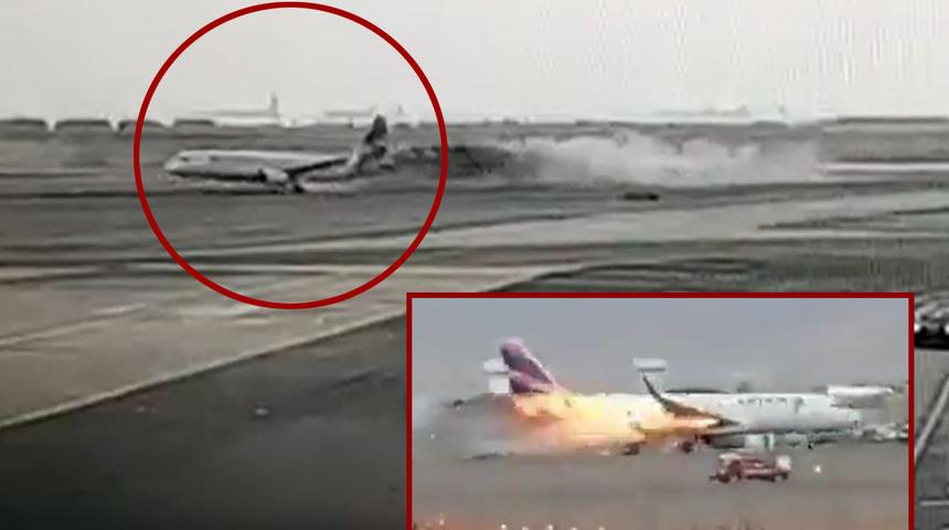 Piste inen yolcu uçağı kamyonla çarpıştı! Peru'da feci kaza