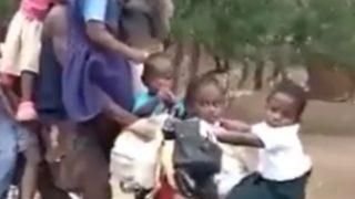 Bir bisiklete 9 çocuğu sığdırdı! Kendisiyle birlikte 10 kişilik yolculuk sosyal medyada tepki çekti