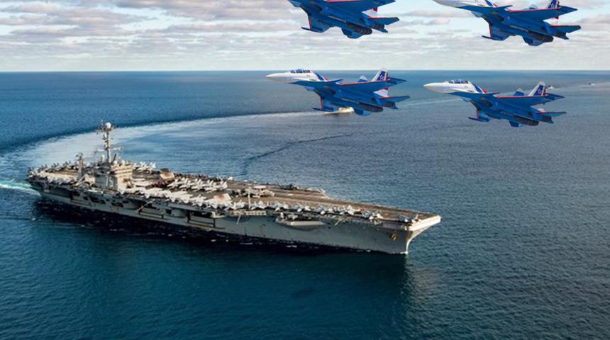 Uçak gemileriyle gövde gösterisi yaptılar! Tehlikeli yakınlaşma... Rus jetleri diplerine kadar sokuldu