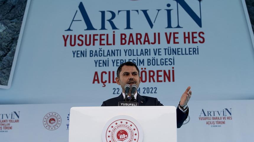 Bakan Kurum, Yusufeli'nde konuştu! 'Kurduğumuz hayalleri gerçeğe dönüştürüyoruz'