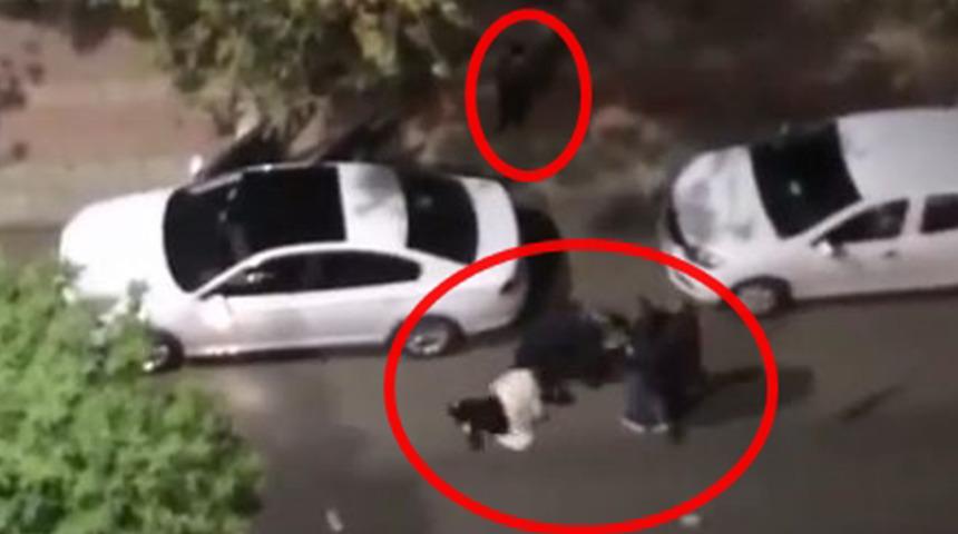 Yol ortasında kadına şiddet! K&uuml;&ccedil;&uuml;k &ccedil;ocuğun bağırışları y&uuml;rekleri sızlattı