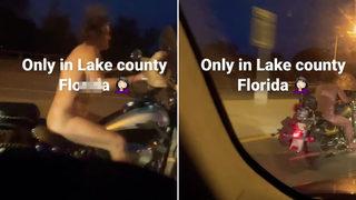 Harley Davidson motorunun tepesinde 'çırılçıplak' gezen kadın görenleri şoke etti!