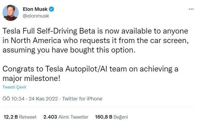 Elon Msk tweet