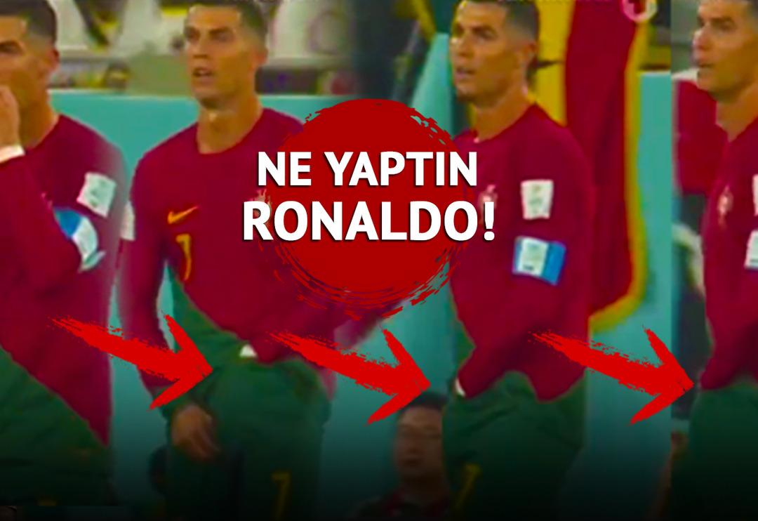 Cristiano Ronaldo'nun Portekiz Gana ma&ccedil;ında yaptığını kimse anlayamadı! Elini şortuna soktu, &ccedil;ıkardı ve... G&ouml;renler inanamadı