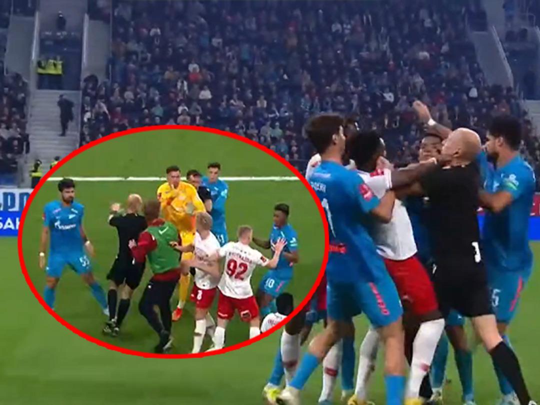 Ma&ccedil; değil, savaş alanı! Zenit - Spartak Moskova ma&ccedil;ında b&uuml;y&uuml;k kavga &ccedil;ıktı! Hakem de yumruklardan nasibini aldı...