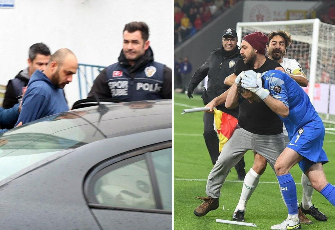 Son dakika: G&ouml;ztepe - Altay ma&ccedil;ındaki olaylara sebebiyet veren şahıs tutuklandı! Sahaya girip Altay kalecisinin kafasında korner direğini kırmıştı...