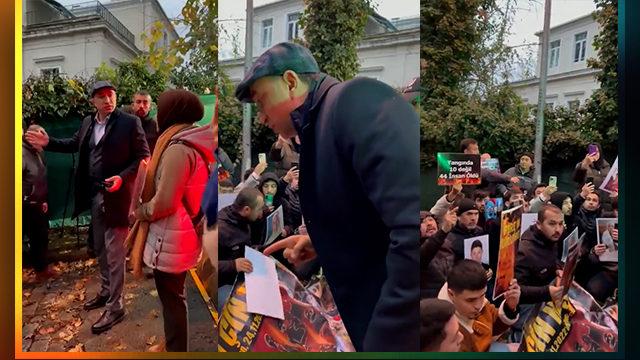 Çin Konsolosluğu önünde 'Sınır dışı' sözleri! Görevli memur: Sizi buradan süpüreceğiz