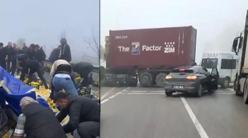 Son dakika: Bursa-İzmir yolunda zincirleme kaza! 20'den fazla araç birbirine girdi