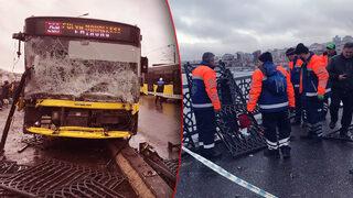 Galata Köprüsü'de otobüs kazası: Yaralılar var! Balık tutarken...