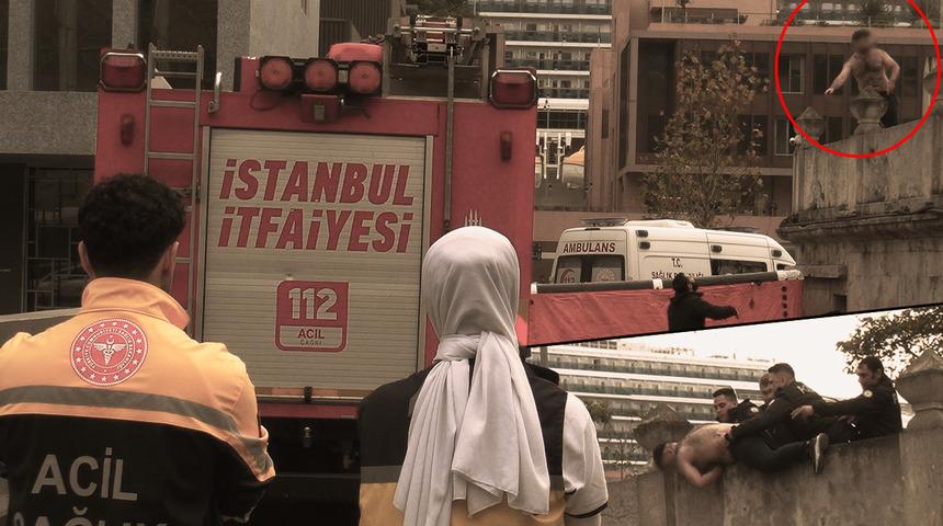 Tophane'deki tarihi caminin bahçesinde hareketli anlar! Ortalığı birbirine katıp ekipleri alarma geçirdi