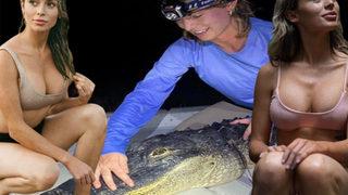 Hem bilim insanı hem de model! Bir yandan çıplak elleriyle timsah yakalıyor bir yandan da cesur pozlar veriyor