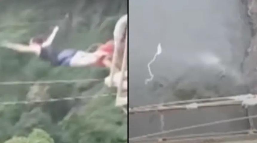 Bungee-jumping kordonu koptu! 110 metre yükseklikten timsahlarla dolu nehre çakıldı
