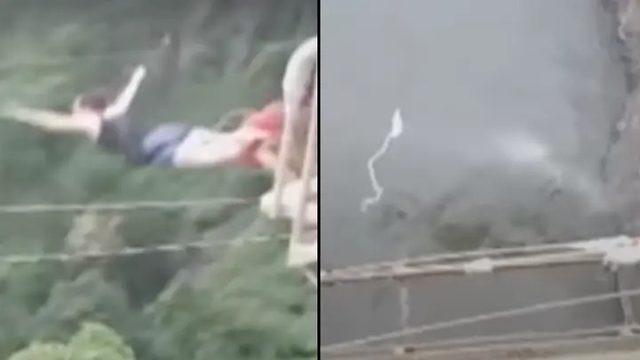 Bungee-jumping kordonu koptu! 110 metre yükseklikten timsahlarla dolu nehre çakıldı