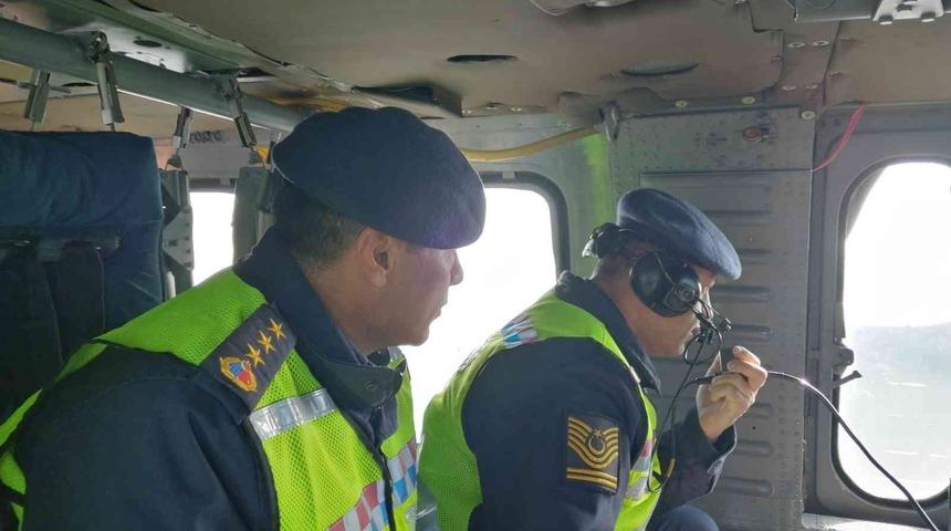 Ordu’da helikopter ile trafik denetimi