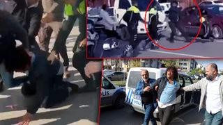 Belge istendi, kapı anahtarıyla dehşet yaşattı! Polisin dudağını yaran motokurye güçlükle etkisiz hale getirildi: İşte trafiği birbirine kattığı anlar