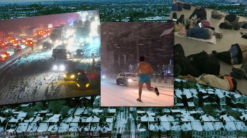 Kar ülkeyi esir aldı İngilizler çıldırdı! Endişeyle yolda kalanlardan yarı çıplak koşanlara...