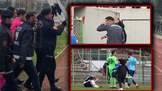 Amatör maçta korku dolu anlar! Tekme ve yumruklar havada uçuştu, polis sahaya girdi!