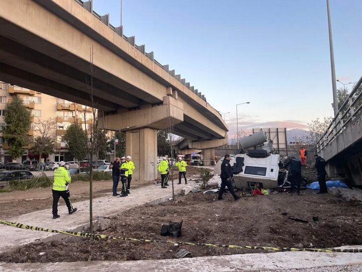 İzmir'de viyadükten düşen beton mikserinin sürücüsü öldü G4