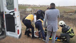 Çorum'da kayalıktan düşen kadın yaralandı