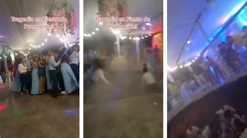 Dans pistini gerçekten 'yerle bir ettiler'! Mezuniyet balosunda zemin çökünce...