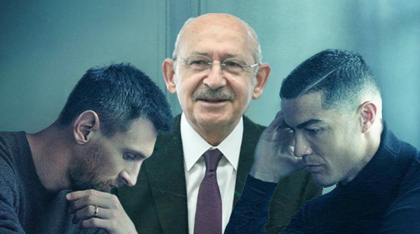 Lionel Messi, Cristiano Ronaldo ve Kemal Kılıçdaroğlu! Kepez'de açılan 'GOAT' pankartı sosyal medyada gündem oldu...