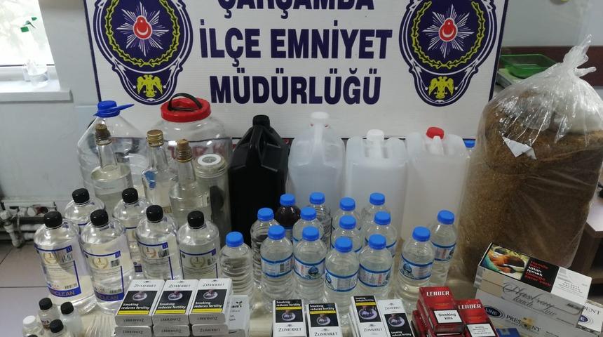 Samsun'da gümrük kaçağı sigara ve sahte alkol operasyonunda 4 şüpheli yakalandı