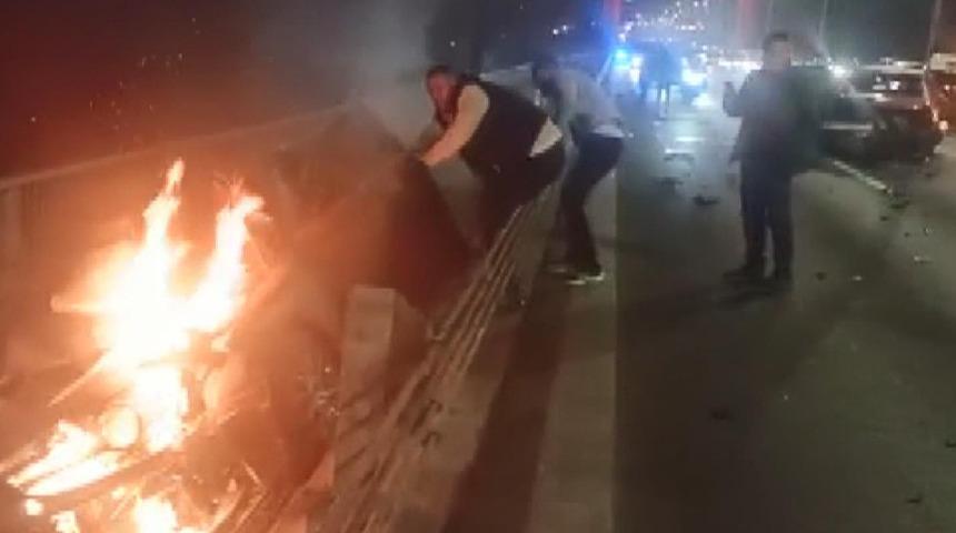 Fatih Sultan Mehmet Köprüsü'nde feci kaza! Ortalık savaş alanına döndü... Yaralılar var