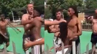 Sosyal medyadan tepki çeken görüntüler! Siyahi çocuğu tekme tokat havuzdan attılar... “Sadece beyazlar girebilir”