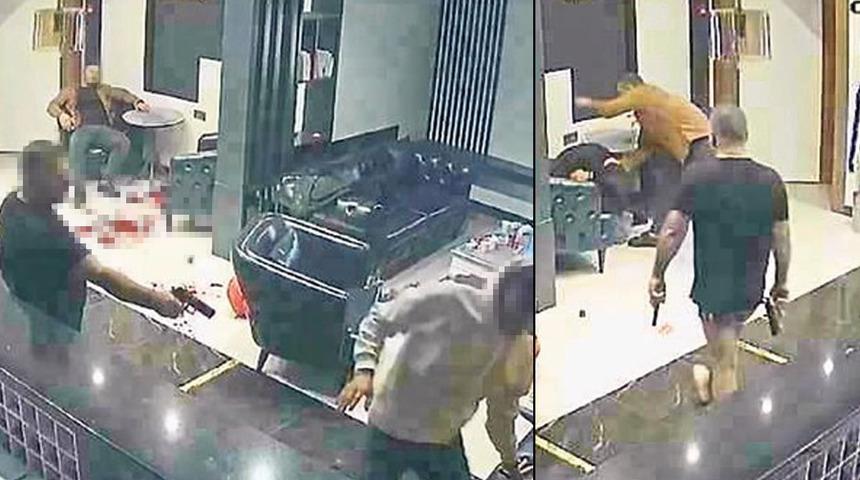 Sesleri duydu, lobiye iç çamaşırı ve çift silahla daldı! Manisa'daki otelde dehşet anları