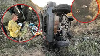 Arabasıyla 60 metrelik uçurumdan sürüklendi! Telefonunun o özelliği resmen hayatını kurtardı