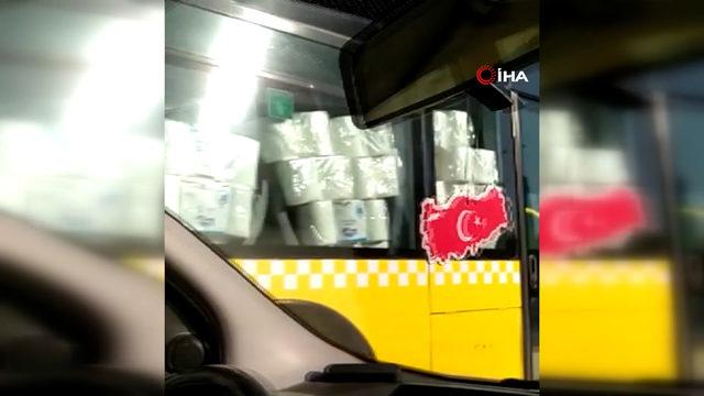 İstanbul’da İETT otobüsüyle kağıt havlu sevkiyatını görenler şaştı kaldı