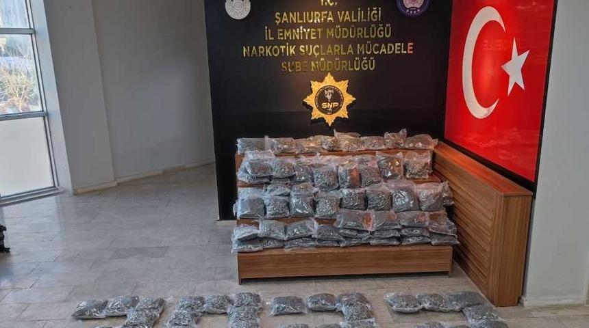 Şanlıurfa'da 91 kilo 550 gram uyuşturucu ele geçirildi