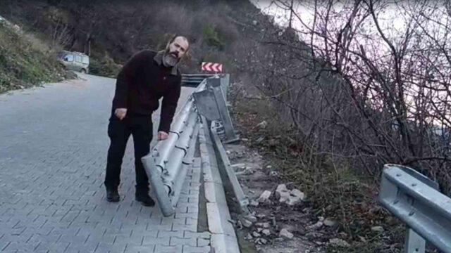 Yok artık...Uçurumun kenarındaki demir bariyerleri çaldılar