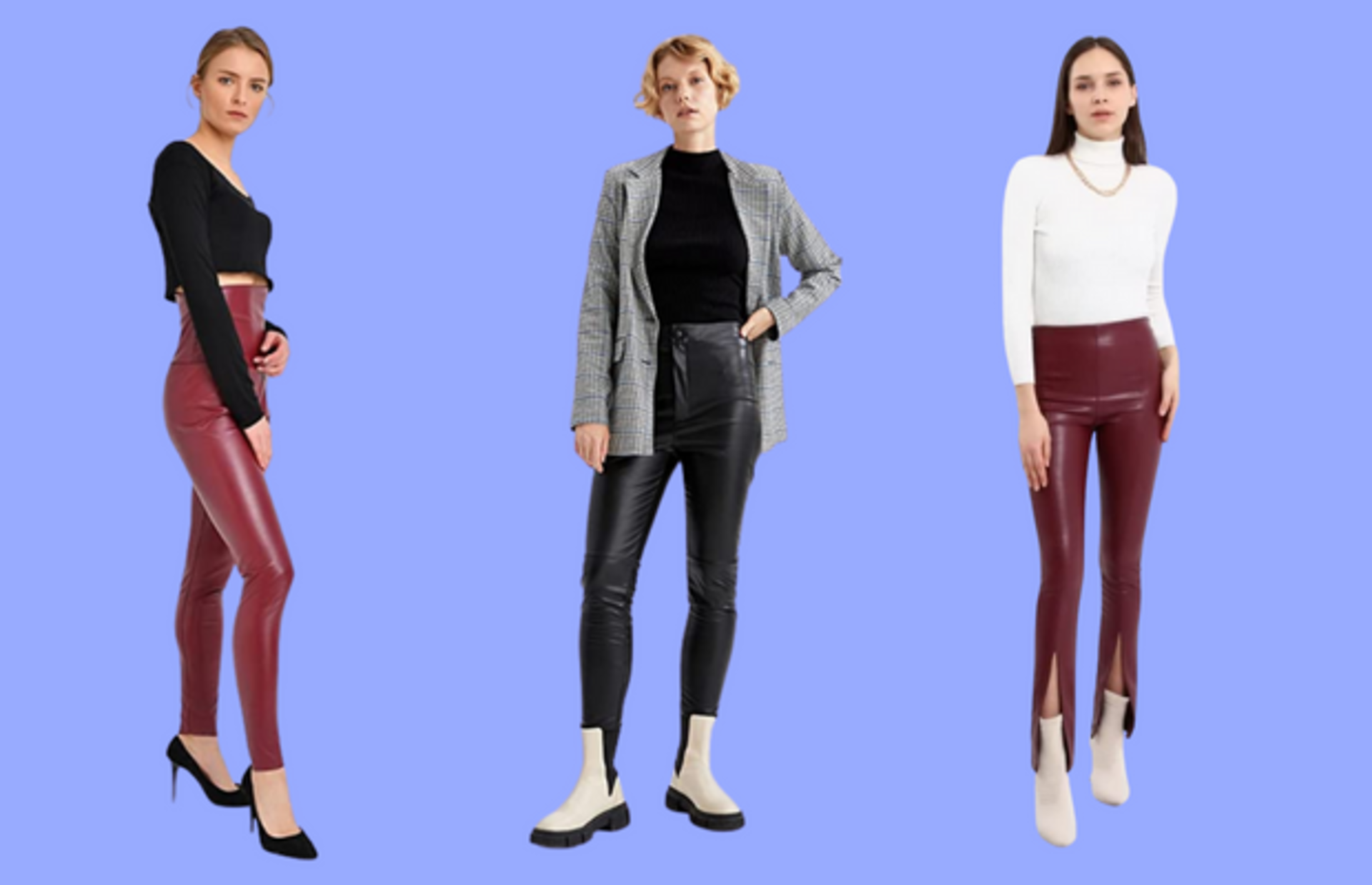 Yılın trend giyim ürünlerinden biri olan en iyi deri tayt modelleri