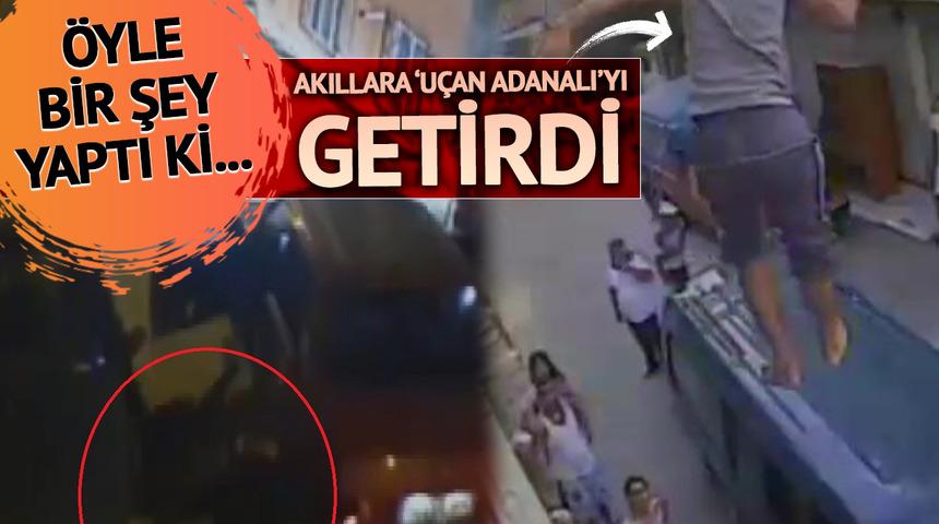 Camdan baktığı esnada otomobilinin çalındığını fark etti! Hırsızı durdurmak için öyle bir şey yaptı ki akıllara 'Uçan Adanalı'yı getirdi