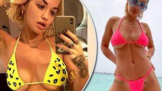 Sütyensiz elbisesiyle olay olmuştu! Şarkıcı Rita Ora şimdi de yatakta üstsüz...