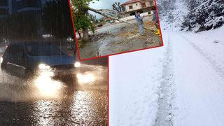 Antalya'da hayat felç oldu! Bir yanda yağmur ve fırtına bir yanda kar...