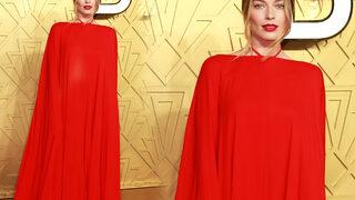 Margot Robbie, Babylon galasında baştan aşağı kırmızıydı! Elbisenin arkası olay