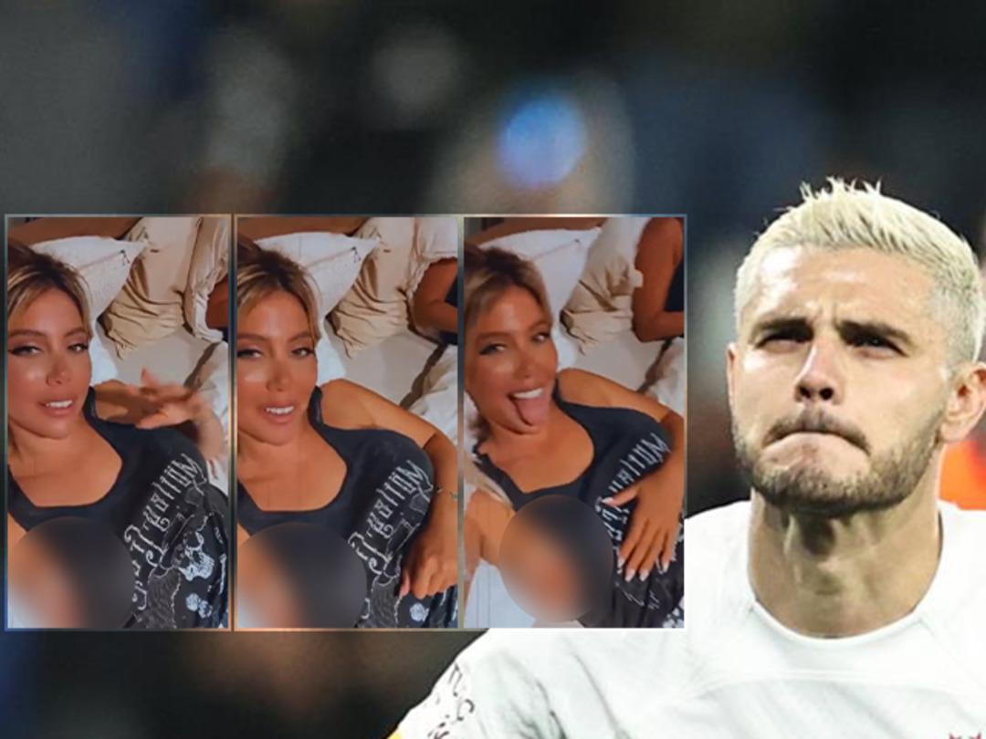 Son dakika: Ne yaptın Wanda Nara! Canlı yayında dilini &ccedil;ıkardı, g&ouml;ğ&uuml;slerini a&ccedil;tı! Sosyal medya bu hareketi konuşuyor!