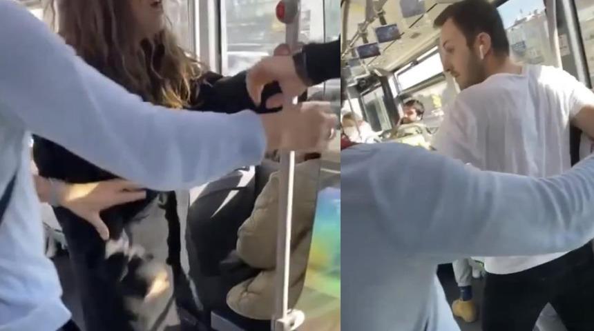Metrobüste gözlük kavgası! Kadın yolcu öfkeden deliye döndü: İlkokul mezunu terbiyesiz