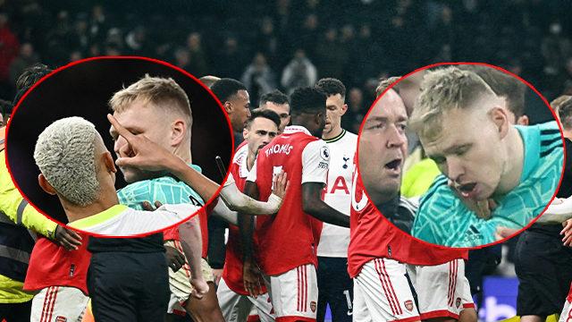 Son dakika: İngiltere futbolu karıştı! Tottenham - Arsenal maçında tribünden geldi, kaleci Ramsdale'e tekme attı! İnanılmaz anlar...