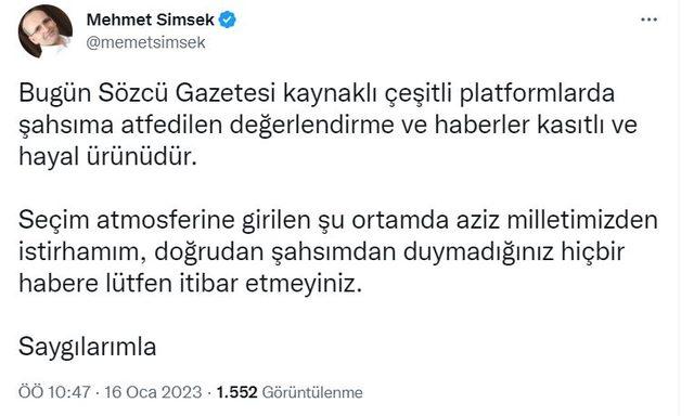 SIMSEK TWEET