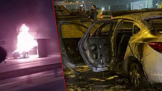 Yeni satın aldığı otomobille memleketine dönerken büyük talihsizlik! Seyir halindeyken yanmaya başladı