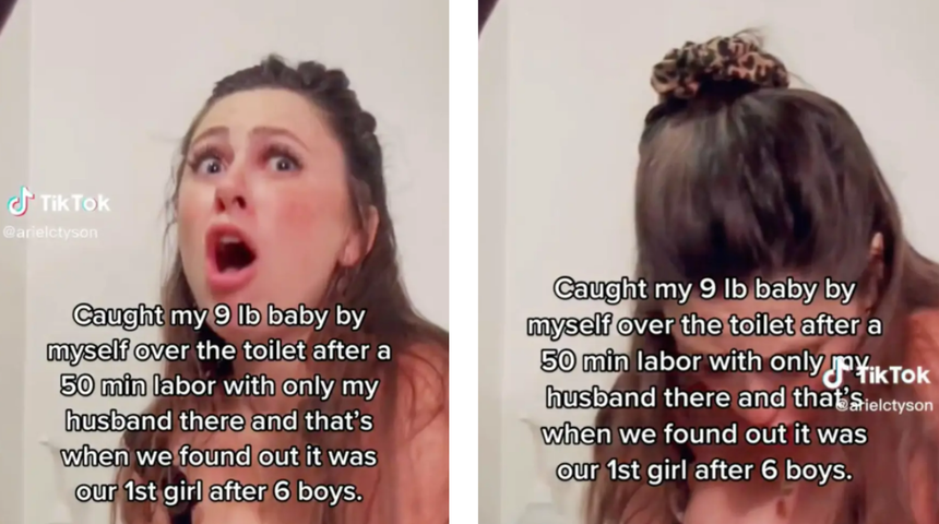 Tuvalette yaptığı doğumunu paylaştı! Kocası eleştiri yağmuruna tutuldu... Milyonlarca kişi izledi