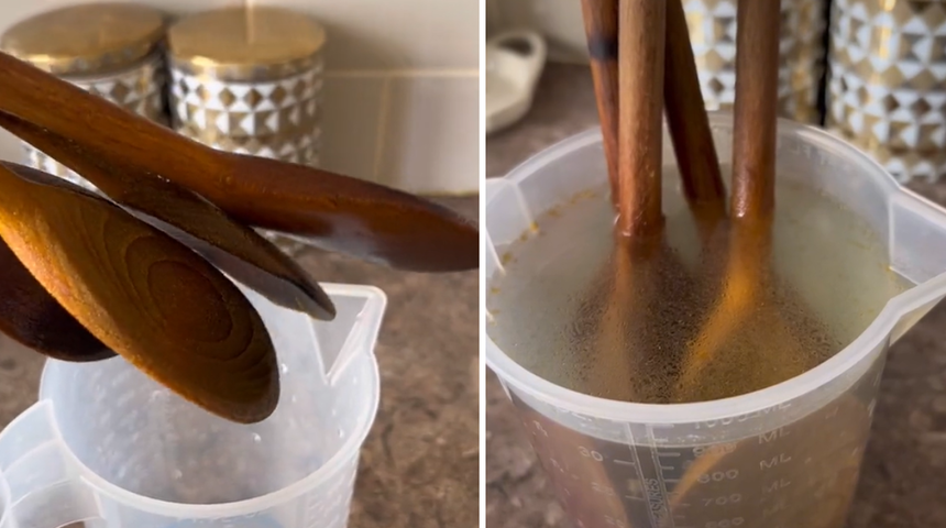 Tahta kaşığın i&ccedil;inden &ccedil;ıkanlara şok olacaksınız! Tahta kaşığı temizlemenin yolu &ccedil;ok basit