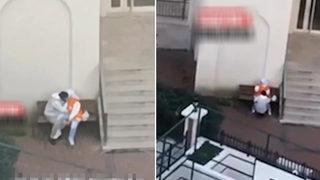 Cami bahçesinde uygunsuz hareketler! Sosyal medya ayağa kalktı