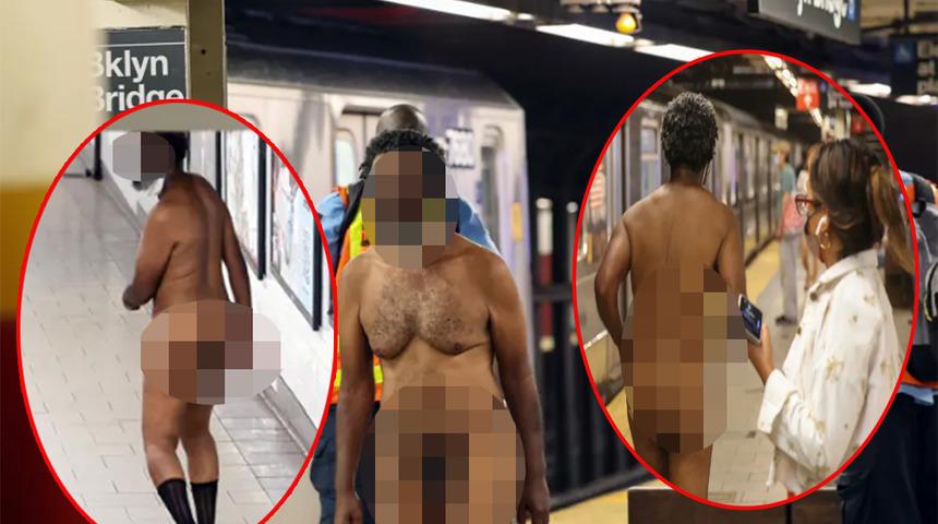 Bir gören bir daha baktı! Metro istasyonunda çırılçıplak yürüdü... Ayağındaki çoraplar dikkatleri çekti
